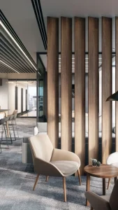 "Flexible interior with movable partitions and natural light for multi-functional use"
