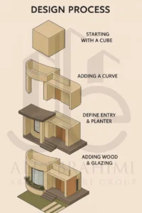 Lighting design enhancing villa’s floating and welcoming effect