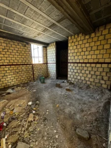 Construction phase of the loft bedroom and upper-level terrace.